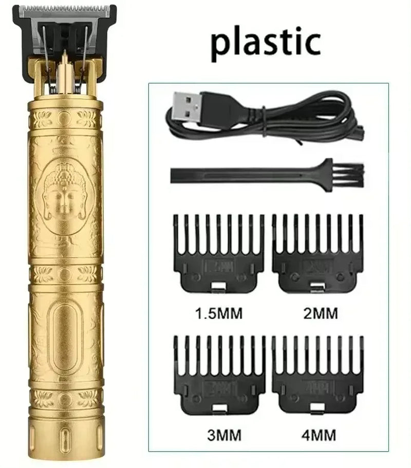 Rechargeable Trimmer with Engraved Dragon & Buddha Design