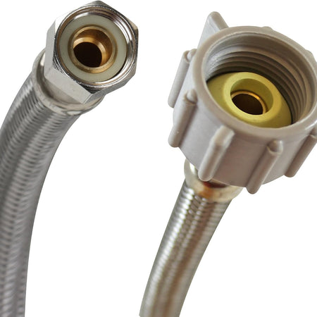 B1T16 Toilet Connector, Braided Stainless Steel-3/8-Inch Female Compression Thread X 7/8-Inch Female Ballcock Thread, 16-Inch Length