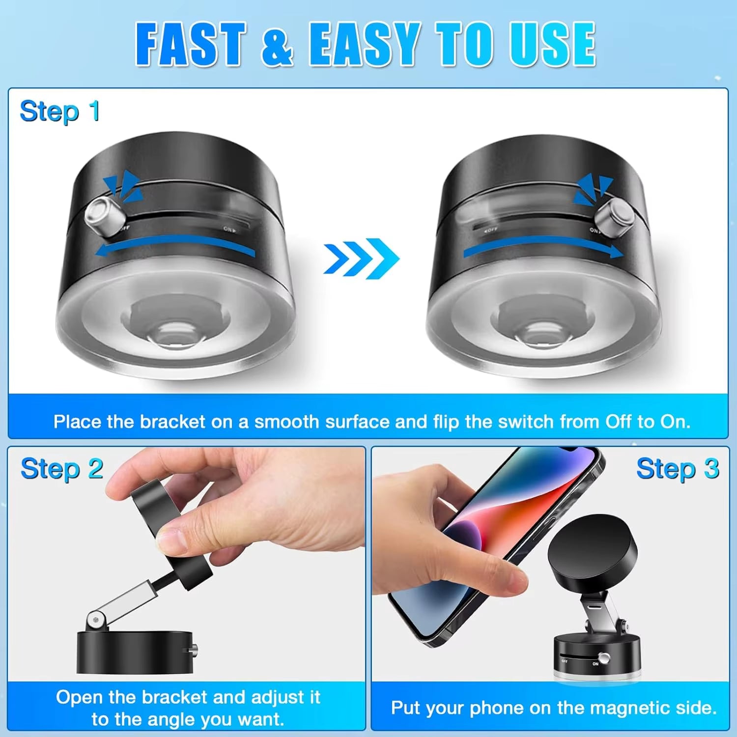 Magnagrip™ Mini Foldable Magnetic Phone Stand – Stick, Flip, Hold Anywhere