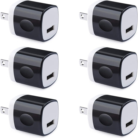 Wall Adapter, USB Wall Charger 6 Pack,  1A 5V Single Port USB Plugs Power Adapter Compatible Iphone 12 11 Xs XR X 8 7 6S 6, Samsung Galaxy A21 S10E S9 S8 Note 20 9 8 S7 Edge, G6, Google Pixel 4A