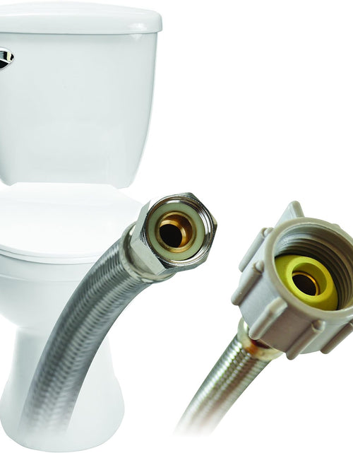 Load image into Gallery viewer, B1T16 Toilet Connector, Braided Stainless Steel-3/8-Inch Female Compression Thread X 7/8-Inch Female Ballcock Thread, 16-Inch Length
