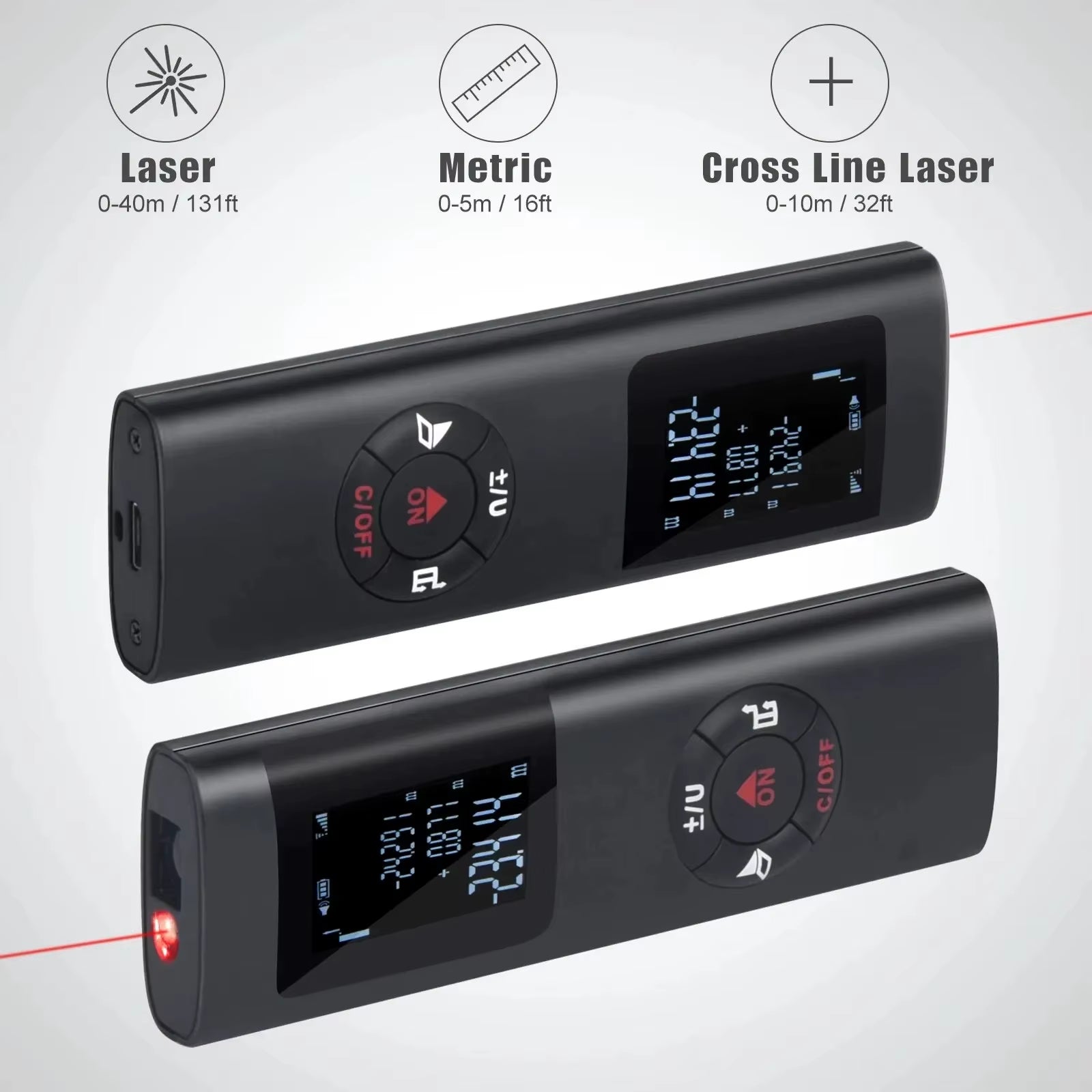 Smartmeasure 40M/60M Mini Laser Distance Meter – USB Rechargeable Handheld Rangefinder for Accurate Measurements